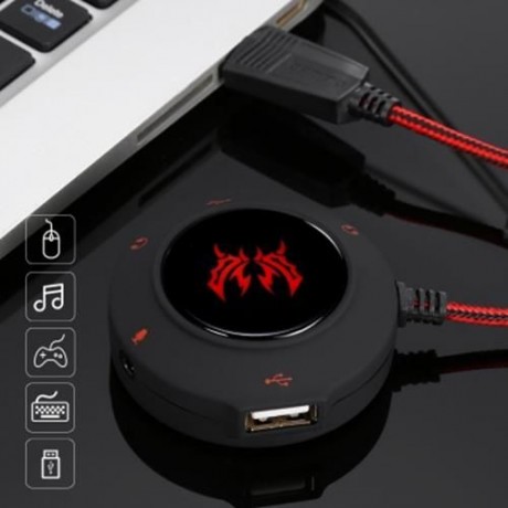 KOTION EACH S2 PLUG AND PLAY EXTERNAL USB SOUND CARD (RED)