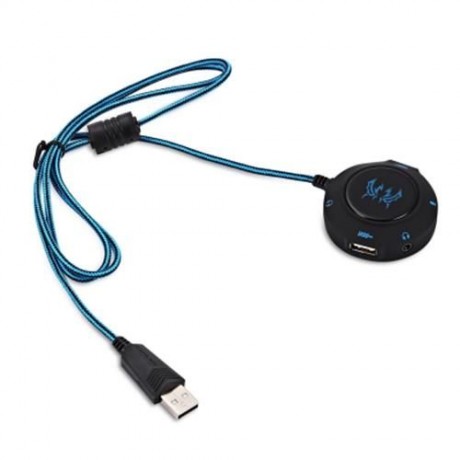 KOTION EACH S2 PLUG AND PLAY EXTERNAL USB SOUND CARD (BLUE)