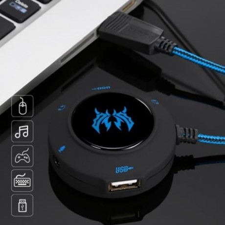 KOTION EACH S2 PLUG AND PLAY EXTERNAL USB SOUND CARD (BLUE)