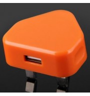 5V / 1A OUPUT USB2.0 POWER ADAPTER WITH UK PLUG FOR CELL PHONE - 100 - 240V (ORANGE)