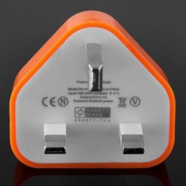5V / 1A OUPUT USB2.0 POWER ADAPTER WITH UK PLUG FOR CELL PHONE - 100 - 240V (ORANGE)