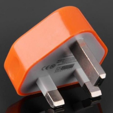5V / 1A OUPUT USB2.0 POWER ADAPTER WITH UK PLUG FOR CELL PHONE - 100 - 240V (ORANGE)