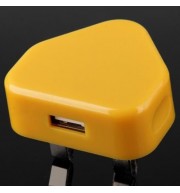 5V / 1A OUPUT USB2.0 POWER ADAPTER WITH UK PLUG FOR CELL PHONE - 100 - 240V (YELLOW)