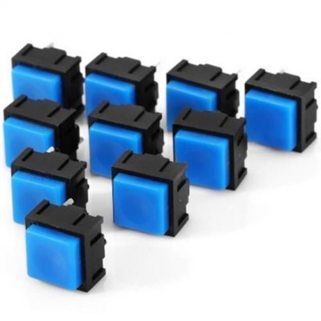 10PCS PRACTICAL AC 12V 50MA 2PIN PUSH BUTTON SWITCH SET FOR DIY PROJECT (BLUE)