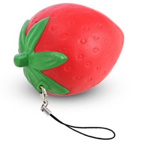 PU SLOW RISING SIMULATE STRAWBERRY PENDANT SQUEEZE TOY (RED)
