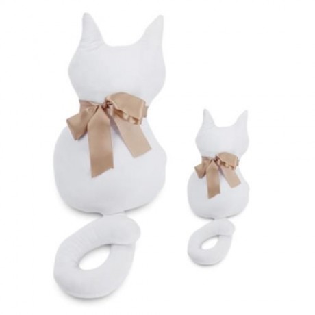 STUFFED CAT SHAPE PLUSH DOLL TOY BIRTHDAY CHRISTMAS GIFT (WHITE)