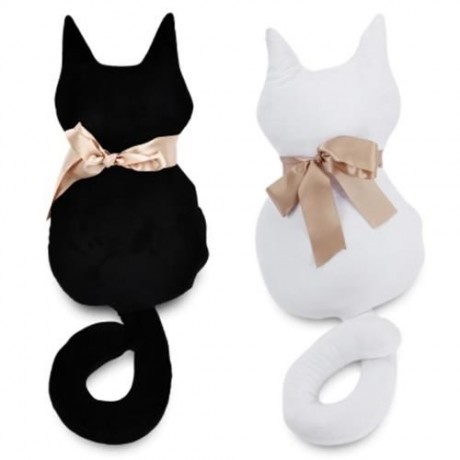 STUFFED CAT SHAPE PLUSH DOLL TOY BIRTHDAY CHRISTMAS GIFT (WHITE)