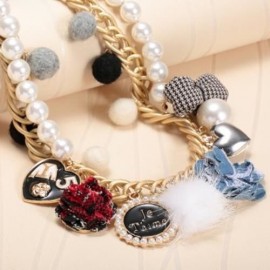 CUTE WOMEN'S FAUX PEARL FLOWER BOWKNOT HEART PENDANT NECKLACE (COLORMIX)