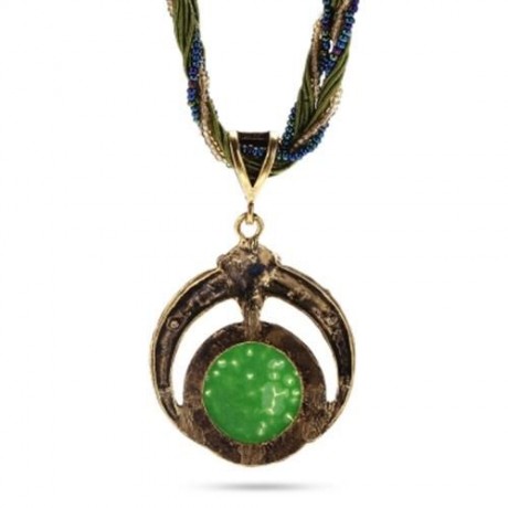 BOHEMIA WOMEN GEOMETRIC RESIN PENDANT NECKLACE (PEA GREEN)