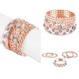 5PCS RHINESTONE DECORATED FINGER RING FOR LADY (ROSE GOLD)