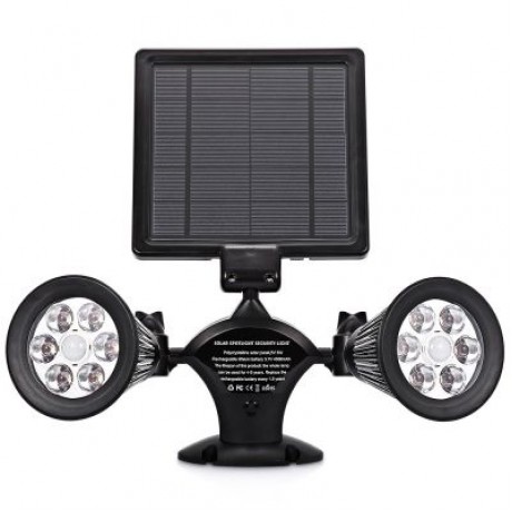 Solar Security Spotlight Dual-head Light for Yard (BLACK)