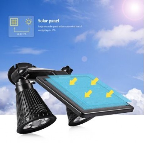 Solar Security Spotlight Dual-head Light for Yard (BLACK)