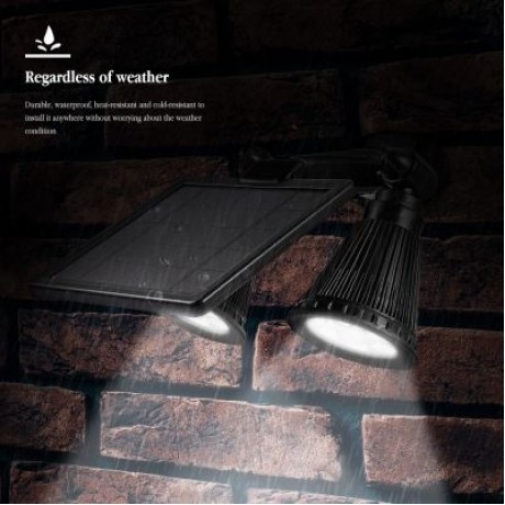 Solar Security Spotlight Dual-head Light for Yard (BLACK)