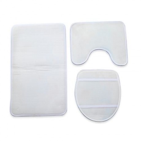 3PCS BLUE OCEAN STYLE PEDESTAL RUG   TOILET COVER   BATH MAT (MULTICOLOR)