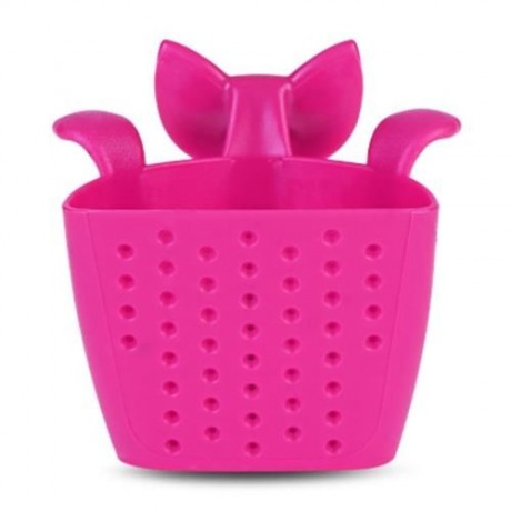 PLASTIC CAT SHAPE TEA INFUSER STRAINER (DEEP ROSE RED)
