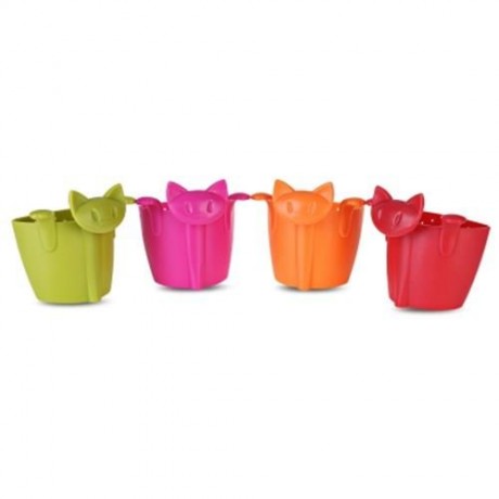 PLASTIC CAT SHAPE TEA INFUSER STRAINER (DEEP ROSE RED)