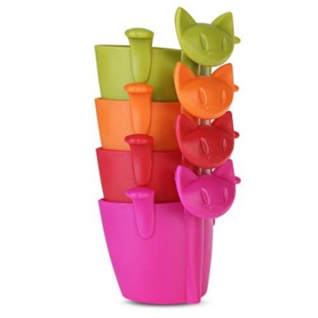 PLASTIC CAT SHAPE TEA INFUSER STRAINER (DEEP ROSE RED)