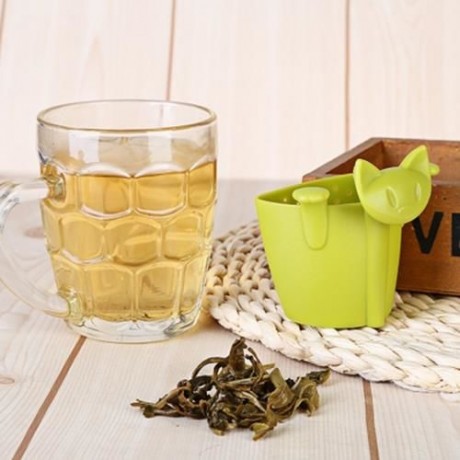 PLASTIC CAT SHAPE TEA INFUSER STRAINER (DEEP ROSE RED)