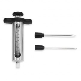 STAINLESS STEEL BBQ MEAT MARINADE INJECTOR WITH 2 NEEDLES (SILVER AND BLACK)