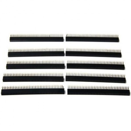 DIY DOUBLE ROW 2 X 40PIN 2.0MM PITCH 90 DEGREE PIN HEADERS - 10PCS (BLACK)
