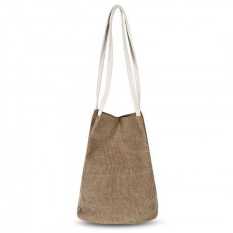 GUAPABIEN CANVAS HANDBAG FLOWER PRINT BUCKET SHOULDER BAG (COFFEE)