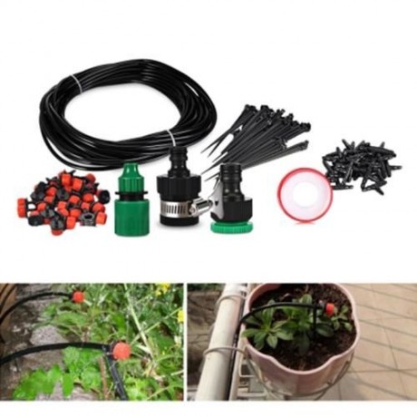 18M DIY MICRO SPRAY DRIP IRRIGATION SYSTEM WITH WATER DROPPER (BLACK)
