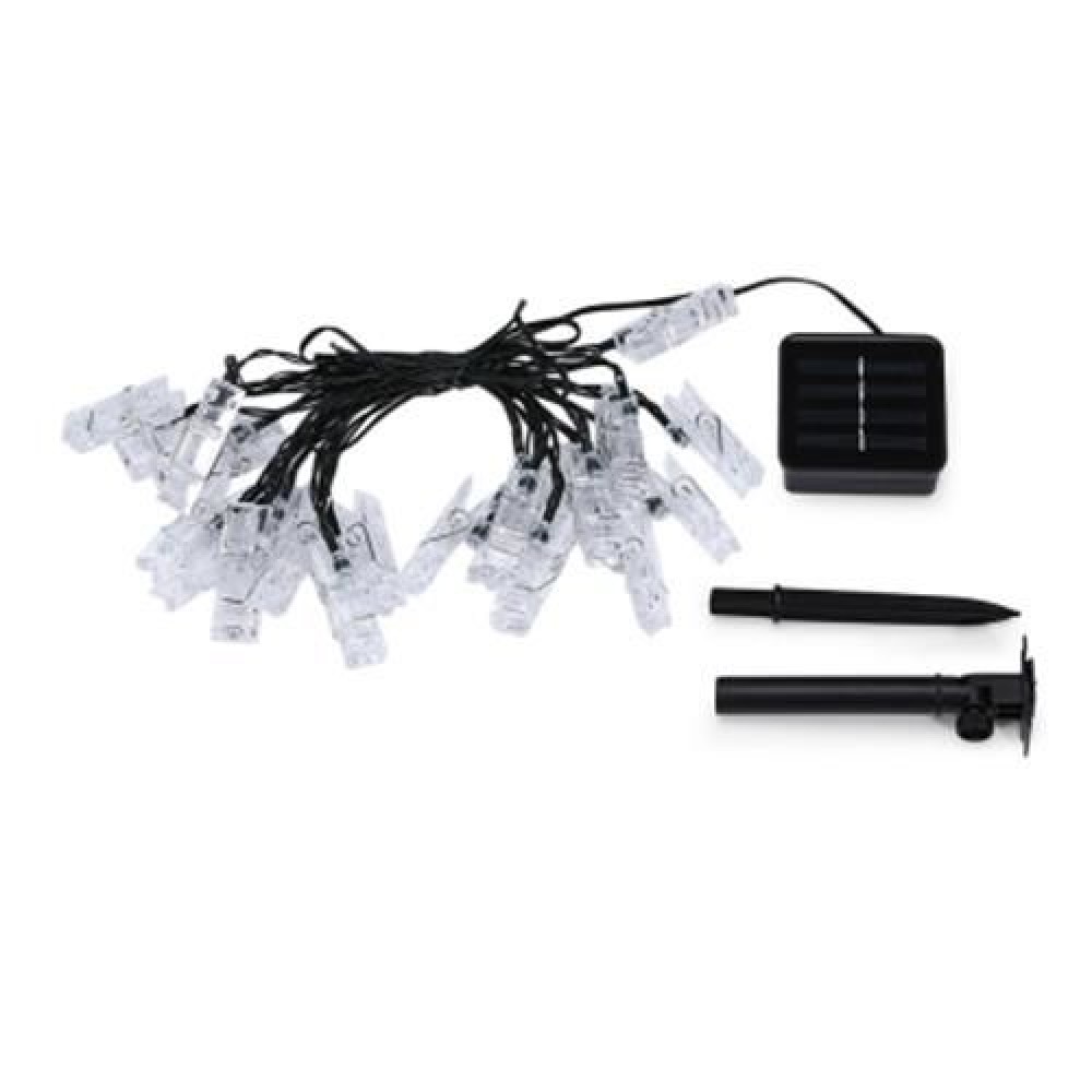 SOLAR POWERED WATERPROOF CLIP SHAPE STRING LAMP LIGHT (WARM WHITE LIGHT)