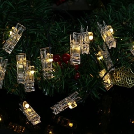 SOLAR POWERED WATERPROOF CLIP SHAPE STRING LAMP LIGHT (WARM WHITE LIGHT)