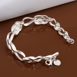 STYLISH CHIC WOMEN'S SOLID COLOR OPENWORK LINK BRACELET (SILVER)