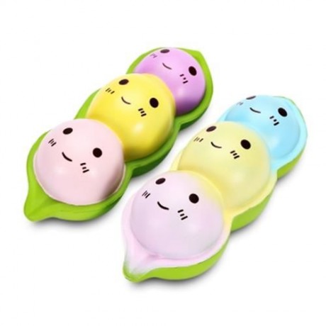 SQUISHYFUN PU SLOW RISING SIMULATE CUTE PEA BREAD TOY (BLUE)