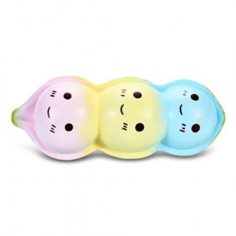 SQUISHYFUN PU SLOW RISING SIMULATE CUTE PEA BREAD TOY (BLUE)