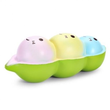 SQUISHYFUN PU SLOW RISING SIMULATE CUTE PEA BREAD TOY (BLUE)