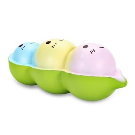 SQUISHYFUN PU SLOW RISING SIMULATE CUTE PEA BREAD TOY (BLUE)