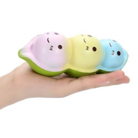 SQUISHYFUN PU SLOW RISING SIMULATE CUTE PEA BREAD TOY (BLUE)