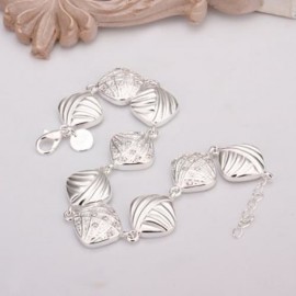 STYLISH CHIC WOMEN'S SQUARE BEADS SOLID COLOR BRACELET (SILVER)