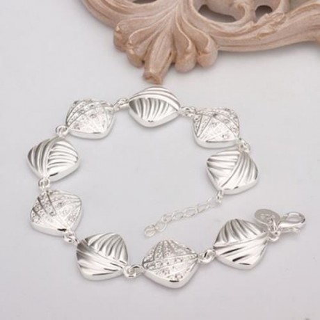 STYLISH CHIC WOMEN'S SQUARE BEADS SOLID COLOR BRACELET (SILVER)