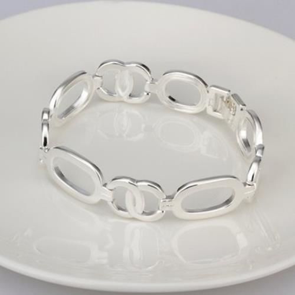 STYLISH CHIC ELLIPSE LINK BRACELET FOR MEN (SILVER)