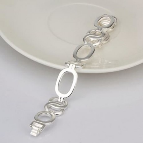 STYLISH CHIC ELLIPSE LINK BRACELET FOR MEN (SILVER)