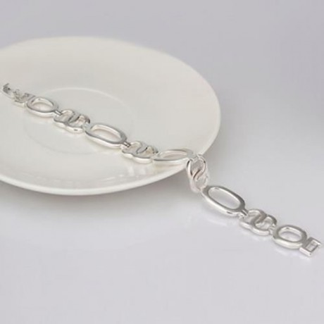 STYLISH CHIC ELLIPSE LINK BRACELET FOR MEN (SILVER)