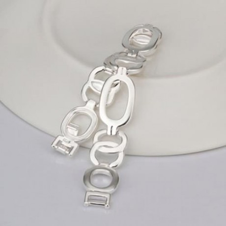 STYLISH CHIC ELLIPSE LINK BRACELET FOR MEN (SILVER)