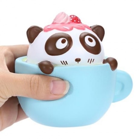 SQUISHYFUN PU SLOW RISING SIMULATE CUTE PANDA COFFEE CUP TOY (BLUE)