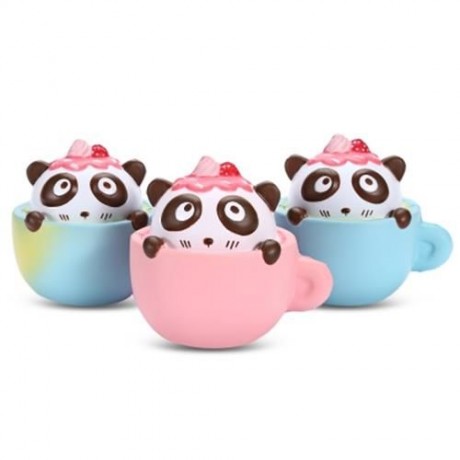 SQUISHYFUN PU SLOW RISING SIMULATE CUTE PANDA COFFEE CUP TOY (BLUE)
