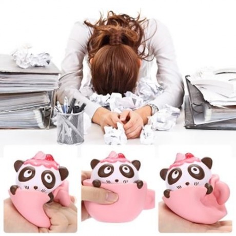 SQUISHYFUN PU SLOW RISING SIMULATE CUTE PANDA COFFEE CUP TOY (BLUE)