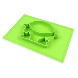 SILICONE BABY INFANT FOOD PLACEMAT PLATE DISH BOWL (GREEN)