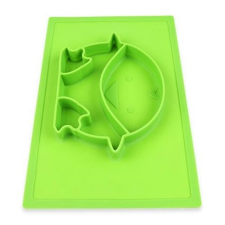 SILICONE BABY INFANT FOOD PLACEMAT PLATE DISH BOWL (GREEN)