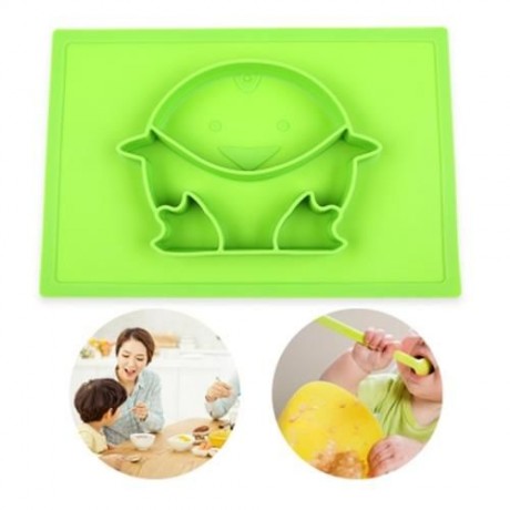SILICONE BABY INFANT FOOD PLACEMAT PLATE DISH BOWL (GREEN)