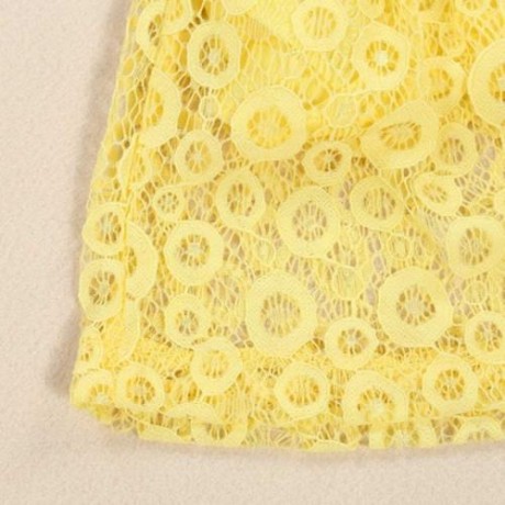 SOSOCOER 2PCS GIRLS SLEEVELESS CHIFFON TANK TOP LACE SKIRT (GOLD AND WHITE)