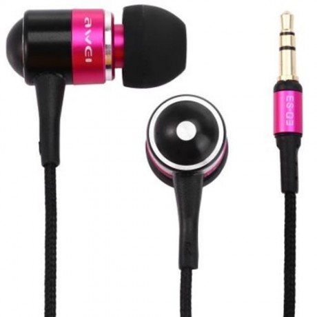 AWEI ESQ3 1.2M CABLE LENGTH IN-EAR EARPHONE FOR MOBILE PHONE TABLET PC (PINK)
