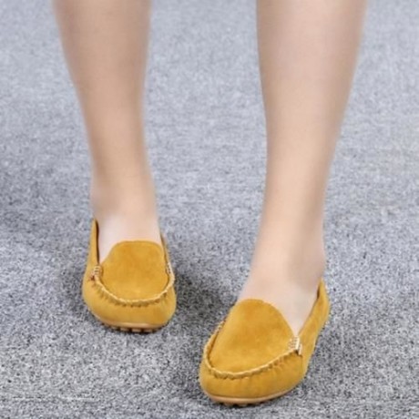 CASUAL ROUND TOE SLIP-ON NON-SLIP WOMEN FLAT SHOES (YELLOW)