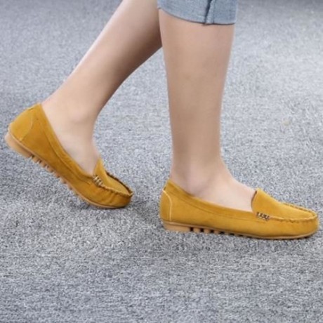 CASUAL ROUND TOE SLIP-ON NON-SLIP WOMEN FLAT SHOES (YELLOW)